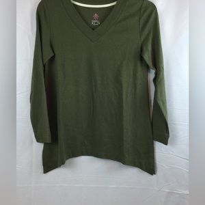 Isaac Mizrahi Tunic Top Size Small Olive Green Shirt